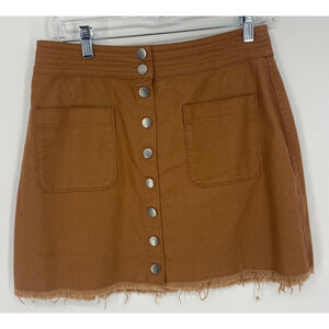 NWT NEW Madewell High-Waist SnapButton Skirt Terracotta Sz 8 Cotton Canvas 1774